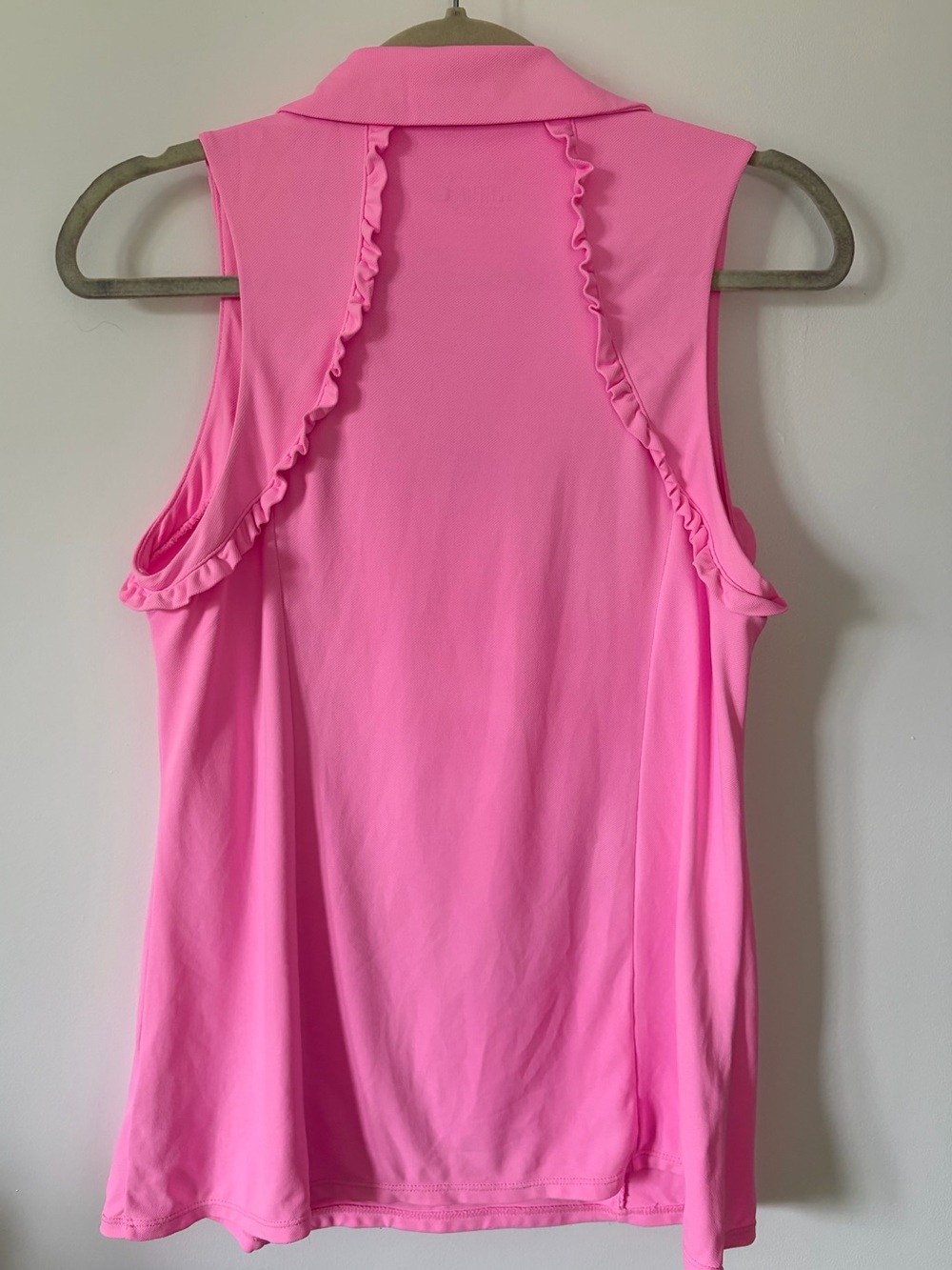 Lilly Pulitzer Luxletic Pink Ruffle Sleeveless Golf Polo Top | Size L - Picture 2 of 5
